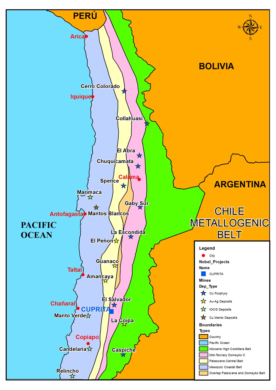 Chile Regional Map - Paleocene Porphyry Copper Belt
